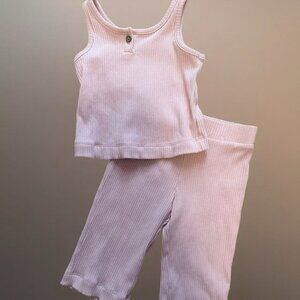 Little Co Ribbed Tank Top and Relaxed Bottoms Set